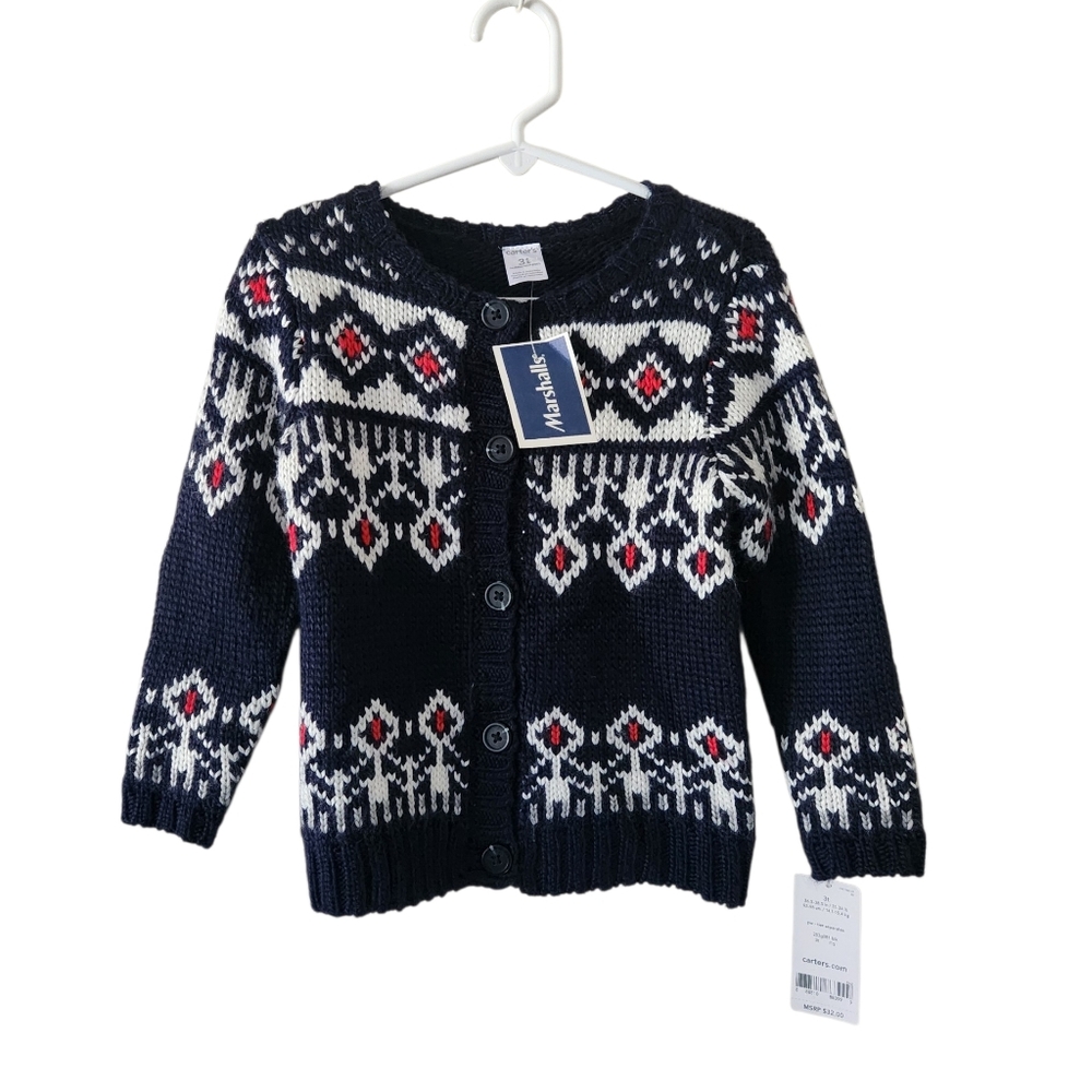Carters Blue Fair Isle Knit Cardidan New
